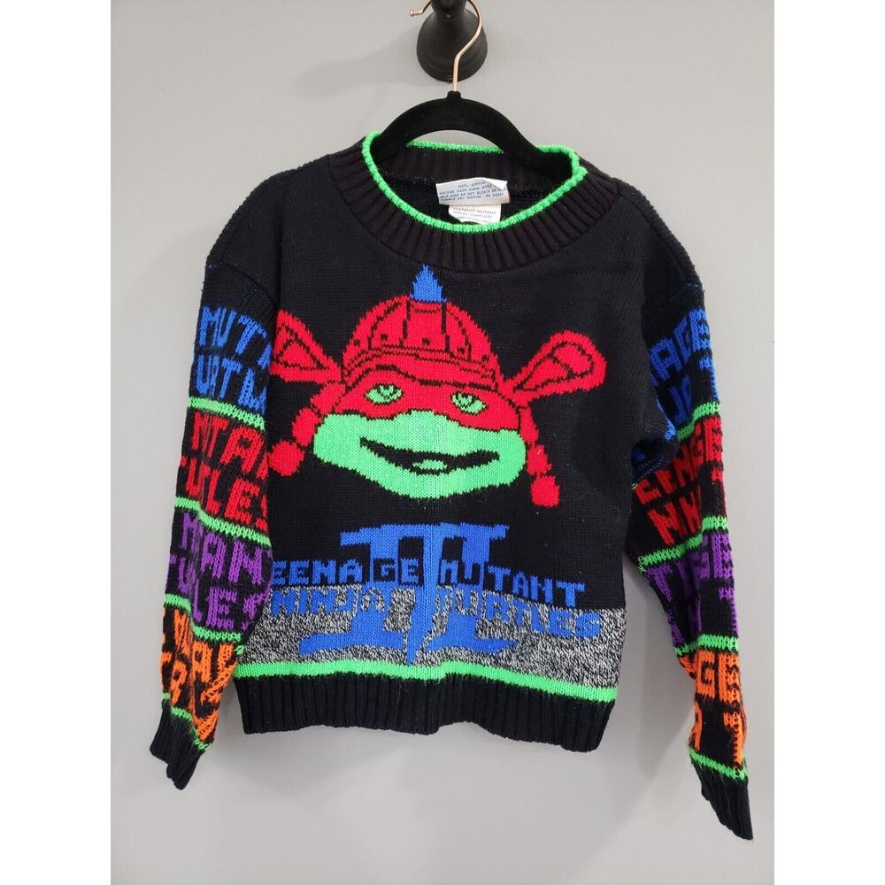 Vintage 90s J.J.‎ POOLE Teenage Mutant Ninja Turtles Sweater Samurai Raphael